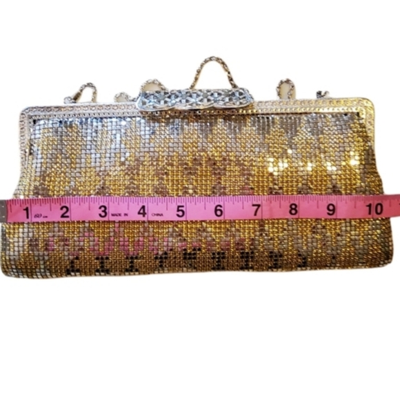Metal Mesh Vintage Evening Bag Clutch Or Strap Silver And Gold - Picture 7 of 13